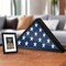 Americanflat Small Flag Display Case for Burial Flag - Fits Folded Flag - Elegant Military Flag Display Case - Plexiglass Cover - Triangle Hanging Hardware - Brown